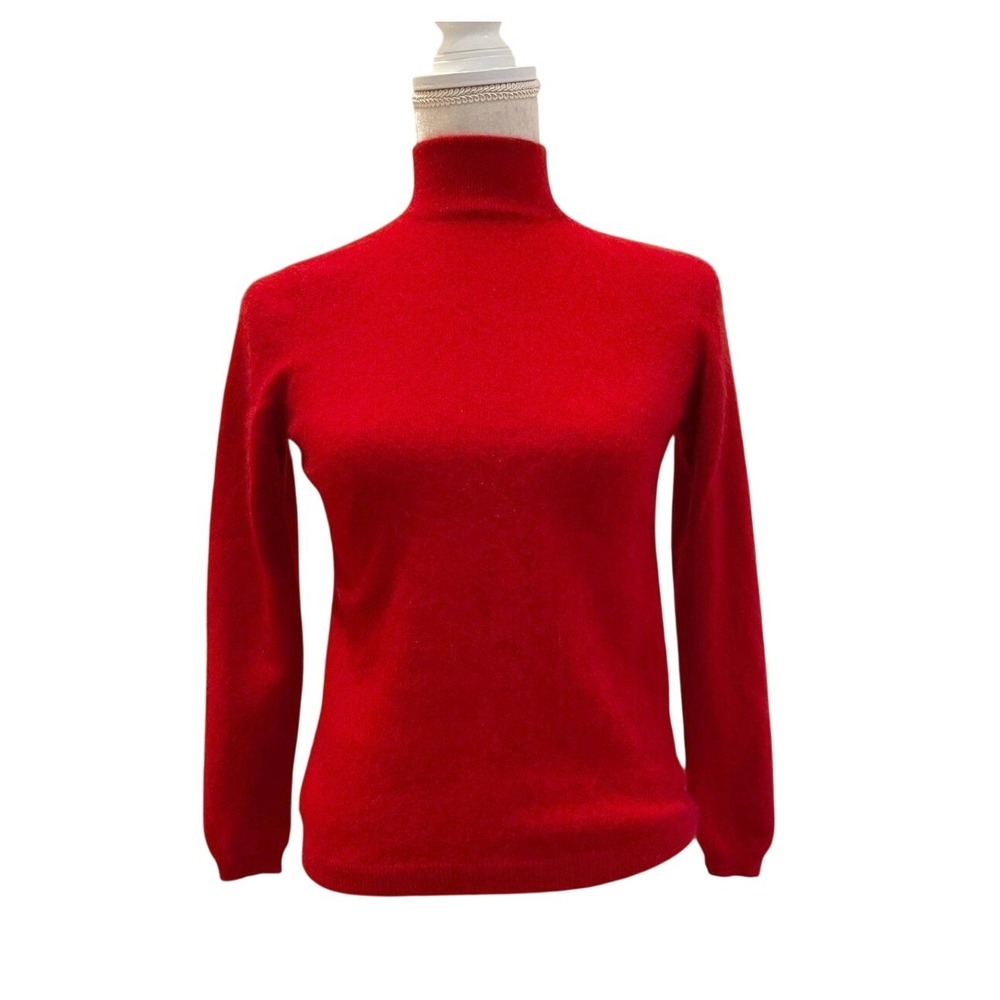Charter Club‎ Womens Petite S 100% Cashmere Red Mockneck Sweater Classic Capsule